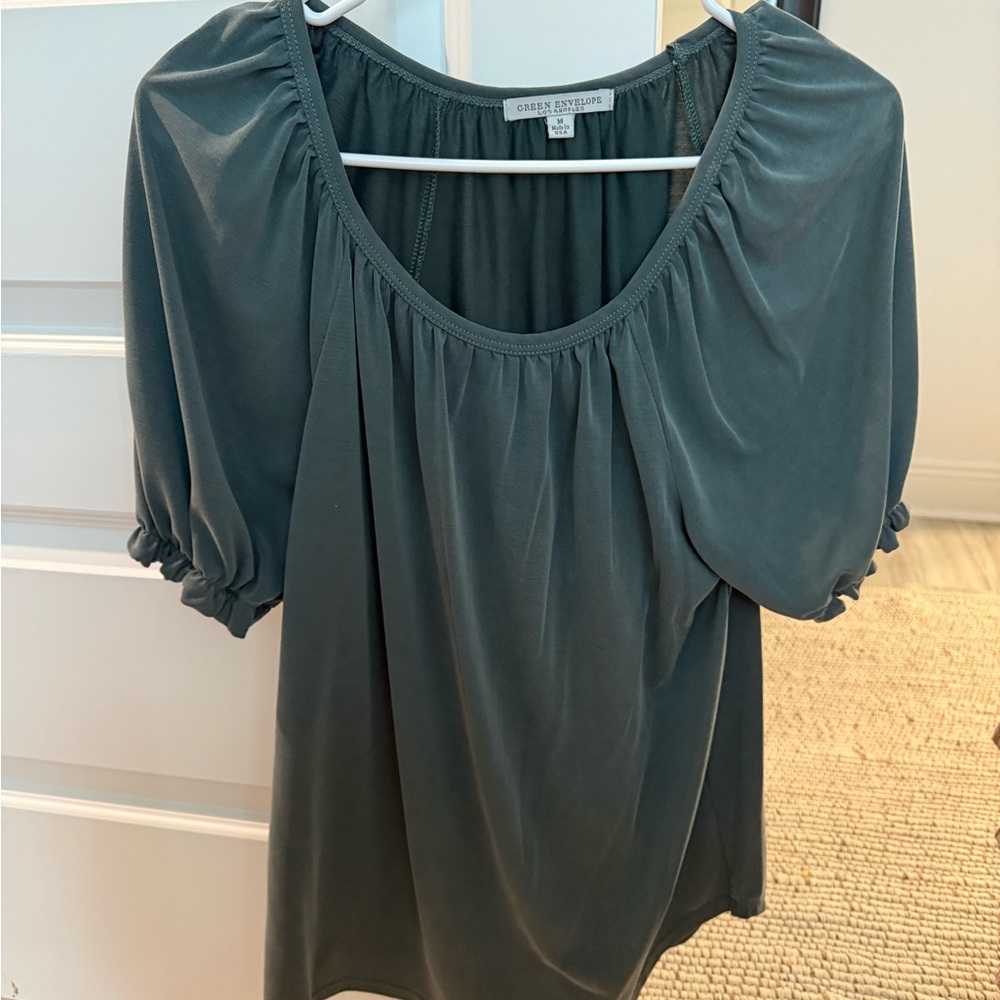 Green Envelope Women's Blouse - Deep Teal